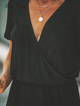 Load image into Gallery viewer, Women V-neck Short Sleeve Jumpsuit