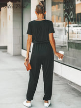 Load image into Gallery viewer, Women V-neck Short Sleeve Jumpsuit