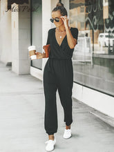 Load image into Gallery viewer, Women V-neck Short Sleeve Jumpsuit