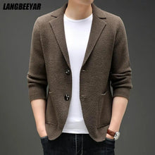 Load image into Gallery viewer, Top Grade New Autum Winter Brand Fashion Knit Blazer Mens Top Cardigan Slim Fit Sweater Casual Coats Jacket Mens Clothes 2023