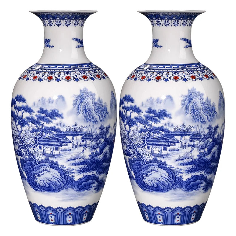 Ceramics Blue And White Landscape Pattern Vase