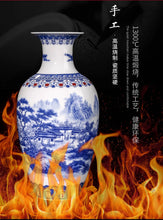 Load image into Gallery viewer, Ceramics Blue And White Landscape Pattern Vase