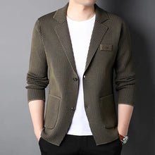 Load image into Gallery viewer, Top Grade New Brand Fashion Slim Fit Blazer Jacket Smart Elegant Stylish Knitted Suit Striped Men Coat Casual Mens Clothes 2023