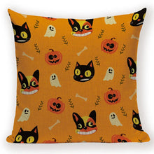 Load image into Gallery viewer, Happy Halloween Pumpkin Bat Magic Girl Flying Carpet Ghosts Decor Cushion Cover Halloween Decoration Horror House Party Supplies