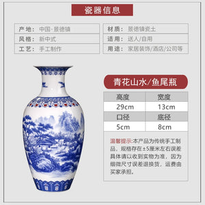 Ceramics Blue And White Landscape Pattern Vase