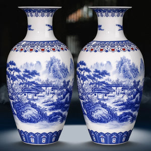Ceramics Blue And White Landscape Pattern Vase