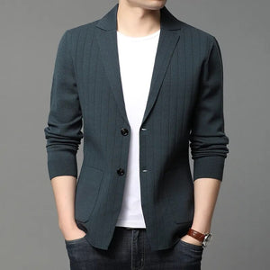 Men Knitted Cardigan Jacket Blazer