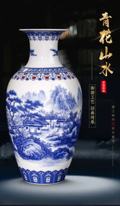 Ceramics Blue And White Landscape Pattern Vase