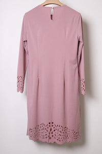 Muslim Dress Women Long Top Hollow Solid Islamic Clothing Hijab Dresses