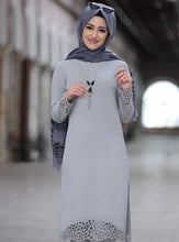 Load image into Gallery viewer, Muslim Dress Women Long Top Hollow Solid Islamic Clothing Hijab Dresses