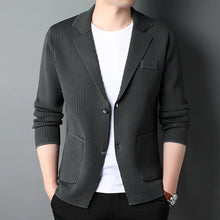 Load image into Gallery viewer, Top Grade New Brand Fashion Slim Fit Blazer Jacket Smart Elegant Stylish Knitted Suit Striped Men Coat Casual Mens Clothes 2023