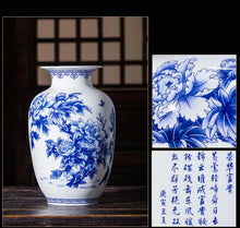 Load image into Gallery viewer, Elegant Blue and White Porcelain Vases