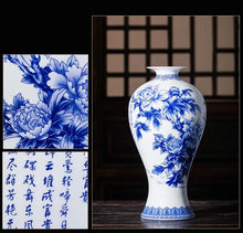 Load image into Gallery viewer, Elegant Blue and White Porcelain Vases