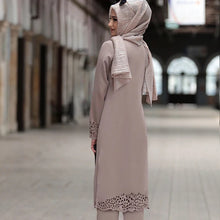 Load image into Gallery viewer, Muslim Dress Women Long Top Hollow Solid Islamic Clothing Hijab Dresses
