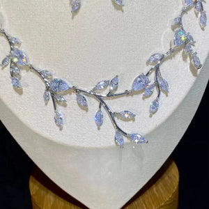 Fashion Four Colors Cubic Zirconia Vine Earrings and Necklace Sets For Women