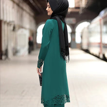 Load image into Gallery viewer, Muslim Dress Women Long Top Hollow Solid Islamic Clothing Hijab Dresses