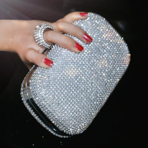 Women Diamond-Studded Chain Shoulder Evening Handbag
