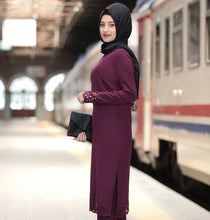 Load image into Gallery viewer, Muslim Dress Women Long Top Hollow Solid Islamic Clothing Hijab Dresses