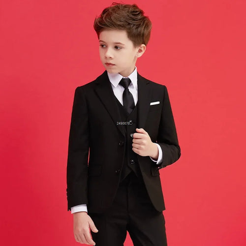 Boys Black Wedding Suit Kids Formal Blazer Clothing Set