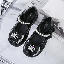 Load image into Gallery viewer, Girl Wedding Party Rhinestone Crown Pearl Princess Shoes
