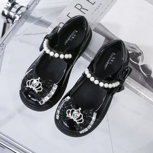 Girl Wedding Party Rhinestone Crown Pearl Princess Shoes