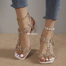 Load image into Gallery viewer, Women Transparent Square Heel Sandals