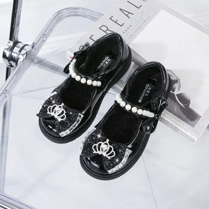 Girl Wedding Party Rhinestone Crown Pearl Princess Shoes