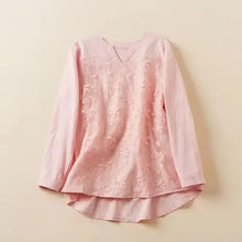 Load image into Gallery viewer, Women Lace Long Sleeve Tops V Neck Shirt
