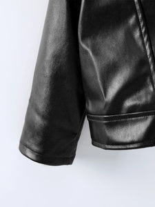 Boys Faux Leather Motorcycle Jackets Long Sleeve Outerwear Coat