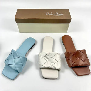 Women Open Toe Slip on Flat Sandals