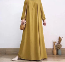 Load image into Gallery viewer, Solid Stretch Cuff Women Dress Zip-up Abayas