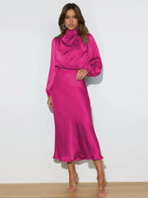 Load image into Gallery viewer, Spring Summer New High-End Satin Long Sleeved Dress