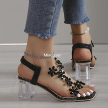 Load image into Gallery viewer, Women Transparent Square Heel Sandals