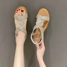 Load image into Gallery viewer, Woman Round Toe Summer Heel Diamond Sandals