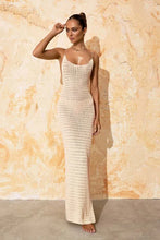 Load image into Gallery viewer, Sexy Knit Cut Out Tassel Spaghetti Strap Bodycon Beach Maxi Dress Summer Women&#39;s Holiday Club Party Outfit Swimsuit Cover Up K10