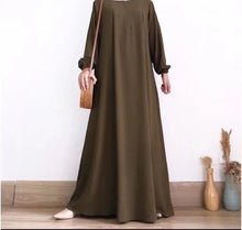 Load image into Gallery viewer, Solid Stretch Cuff Women Dress Zip-up Abayas