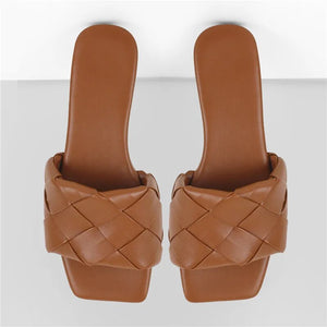 Women Open Toe Slip on Flat Sandals