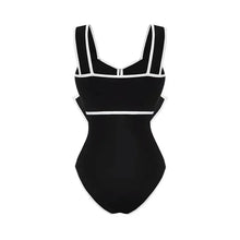 Load image into Gallery viewer, 2025 Black White Retro One Piece Swimsuit Women Bow Tie Swimwear with Skirt Sexy Bathing Suit Monokini Beach Bodysuit Beach Wear