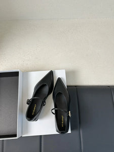 Pointed Toe Women Loafers Black Brown White Casual Mules Shoes Belt Buckle Shallow Slip On Low Flat Heeled Party Pumps Size 40