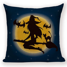 Load image into Gallery viewer, Happy Halloween Pumpkin Bat Magic Girl Flying Carpet Ghosts Decor Cushion Cover Halloween Decoration Horror House Party Supplies