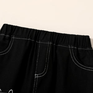 Girls' Clothing Black Jeans Girls' Pants Printed Pattern