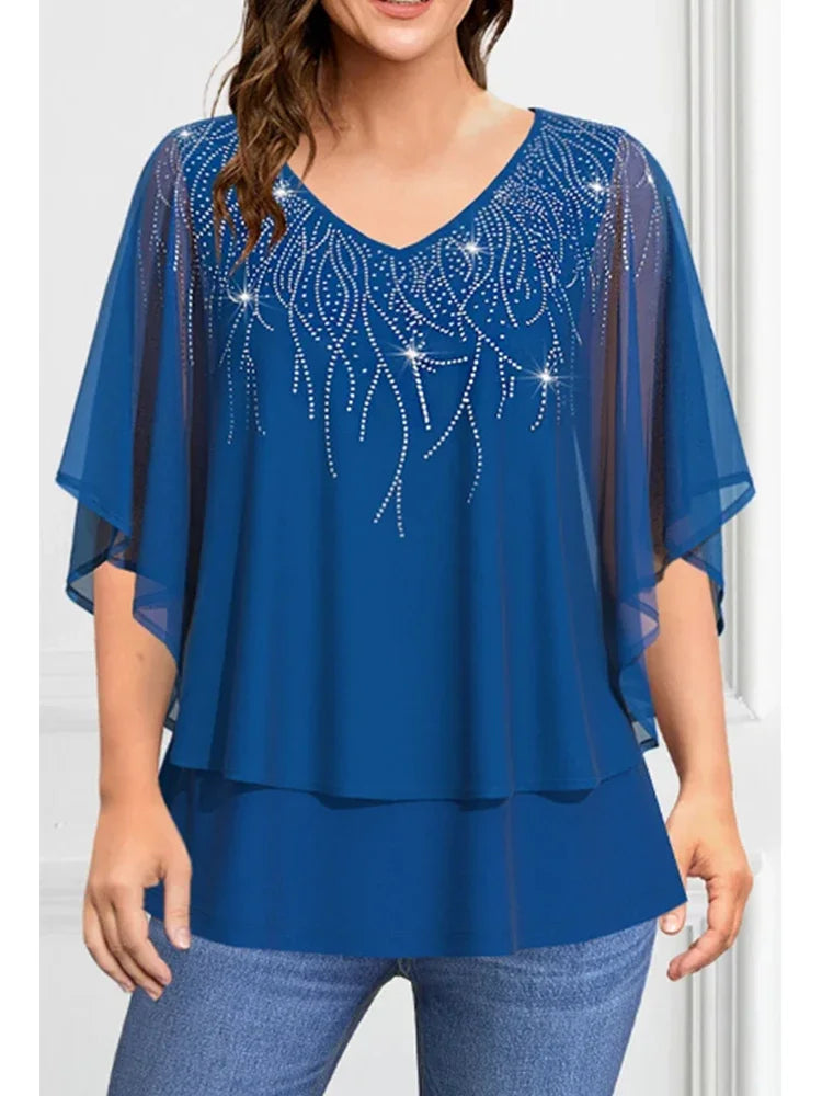 Women's Plus Size Short Sleeve Chiffon Tees
