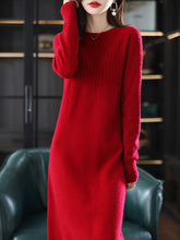Load image into Gallery viewer, Women Round Neck Cashmere Dress