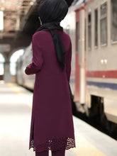 Load image into Gallery viewer, Muslim Dress Women Long Top Hollow Solid Islamic Clothing Hijab Dresses