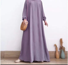 Load image into Gallery viewer, Solid Stretch Cuff Women Dress Zip-up Abayas
