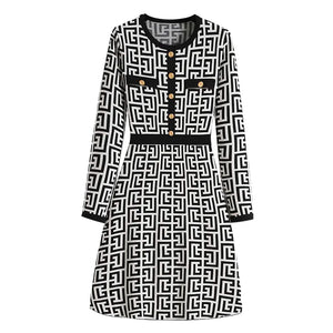 Women Knitted Dresses Elegant Fashion Vintage Dress