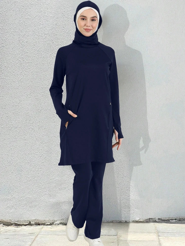 Muslim Sportswear Women Hoodie Hijab Set