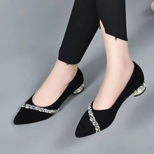 Load image into Gallery viewer, Women&#39;s Diamond Office Low Heel Elegant Court Shoes