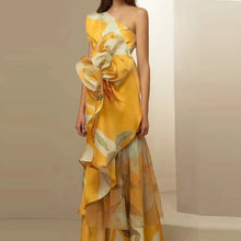 Load image into Gallery viewer, New Party Floral Print Dress High Waist Banquet Dress
