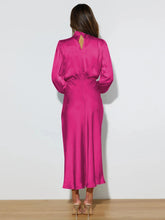 Load image into Gallery viewer, Spring Summer New High-End Satin Long Sleeved Dress